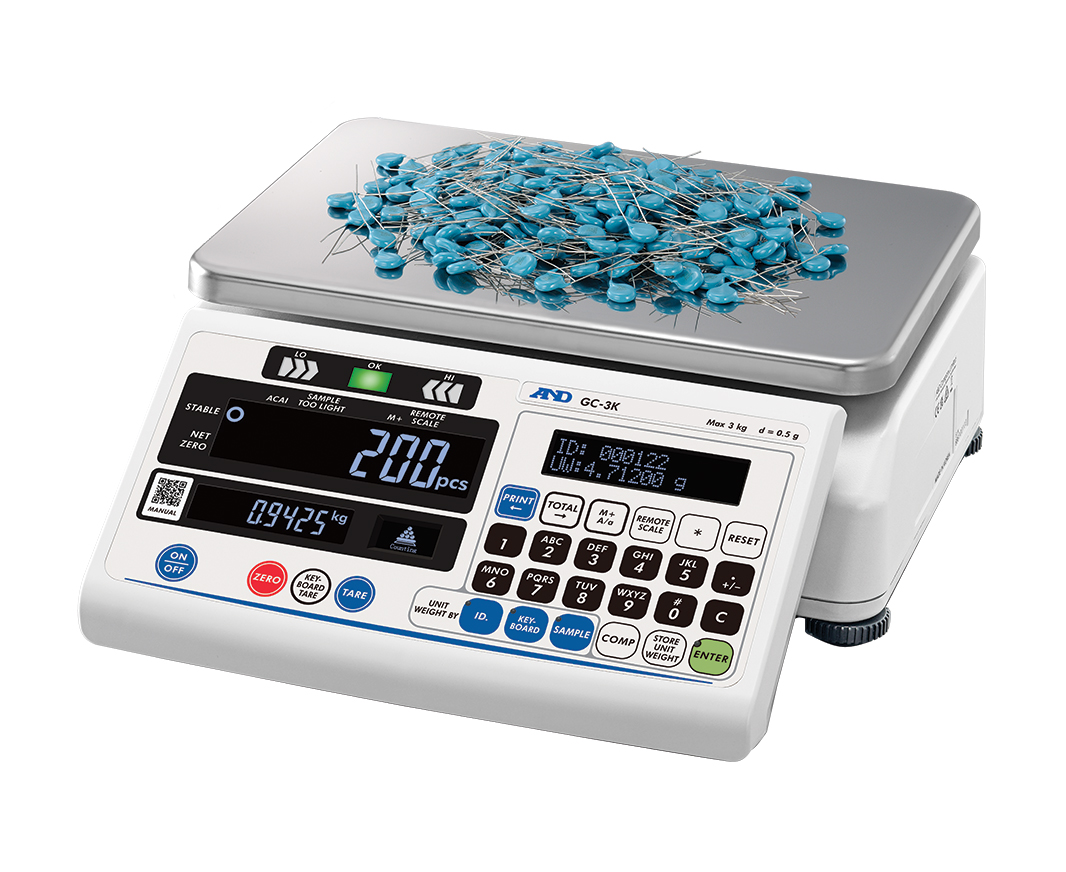 A&D GC-15K 15kg x 2g (selectable 0.04g/0.02g minimum piece weight) Counting Scale